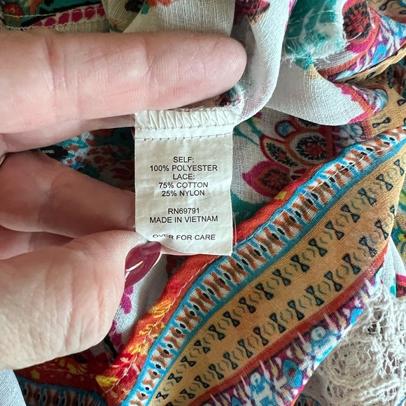 Fig and Flower Multicolor Floral Peasant Blouse Top Size 2x - Picture 5 of 5